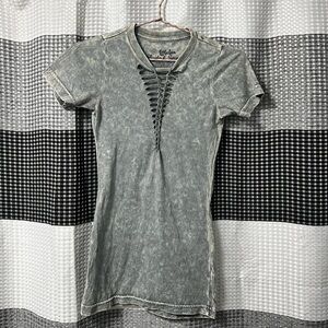 Affliction washed braided clevage top